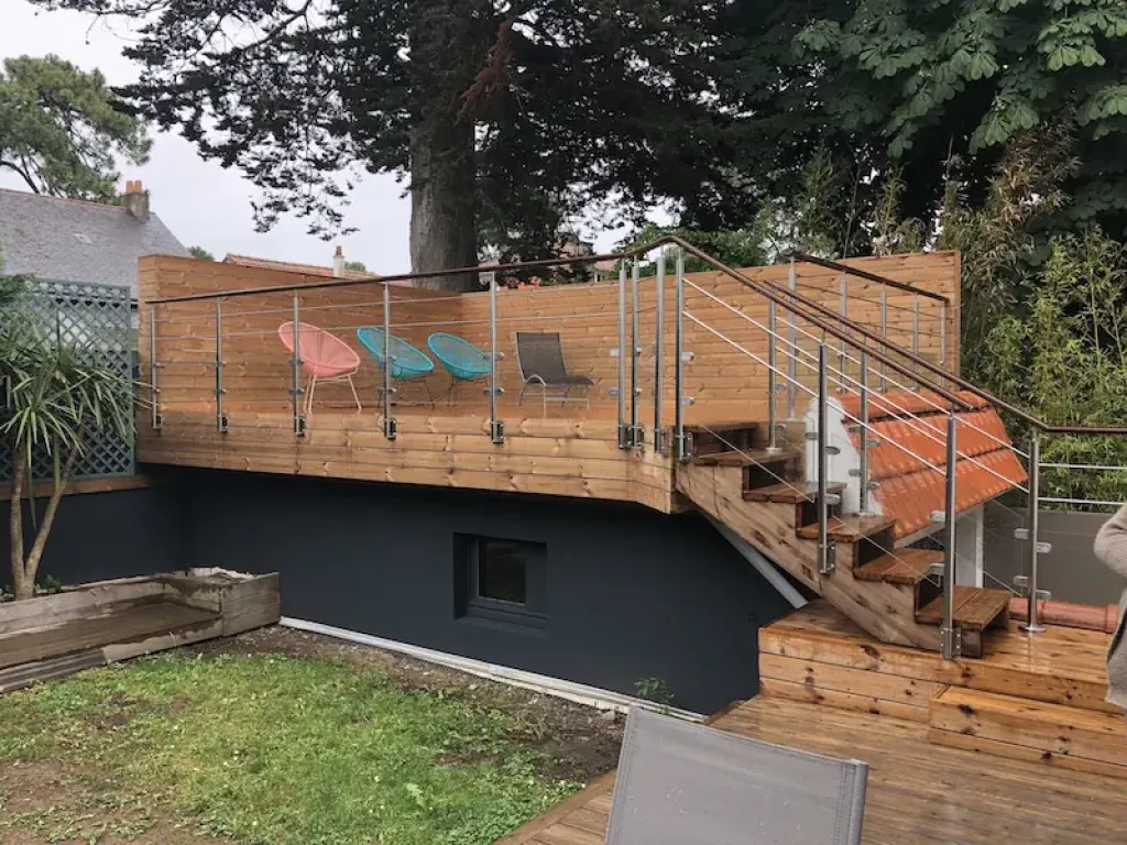 Remplacement toit par terrasse bois à La Baule