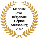 Couronne de laurier dorée, symbole de prestige et de récompense. Graphisme d'honneur encadrant un texte partiellement masqué.