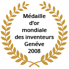 Couronne de lauriers en or, symbole d'excellence et de victoire, encadrant un sceau noir. Texte de certification partiellement visible.